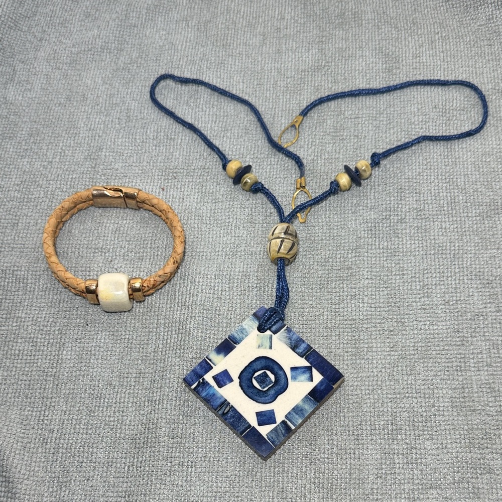 Adorned ” blue mosaic necklace